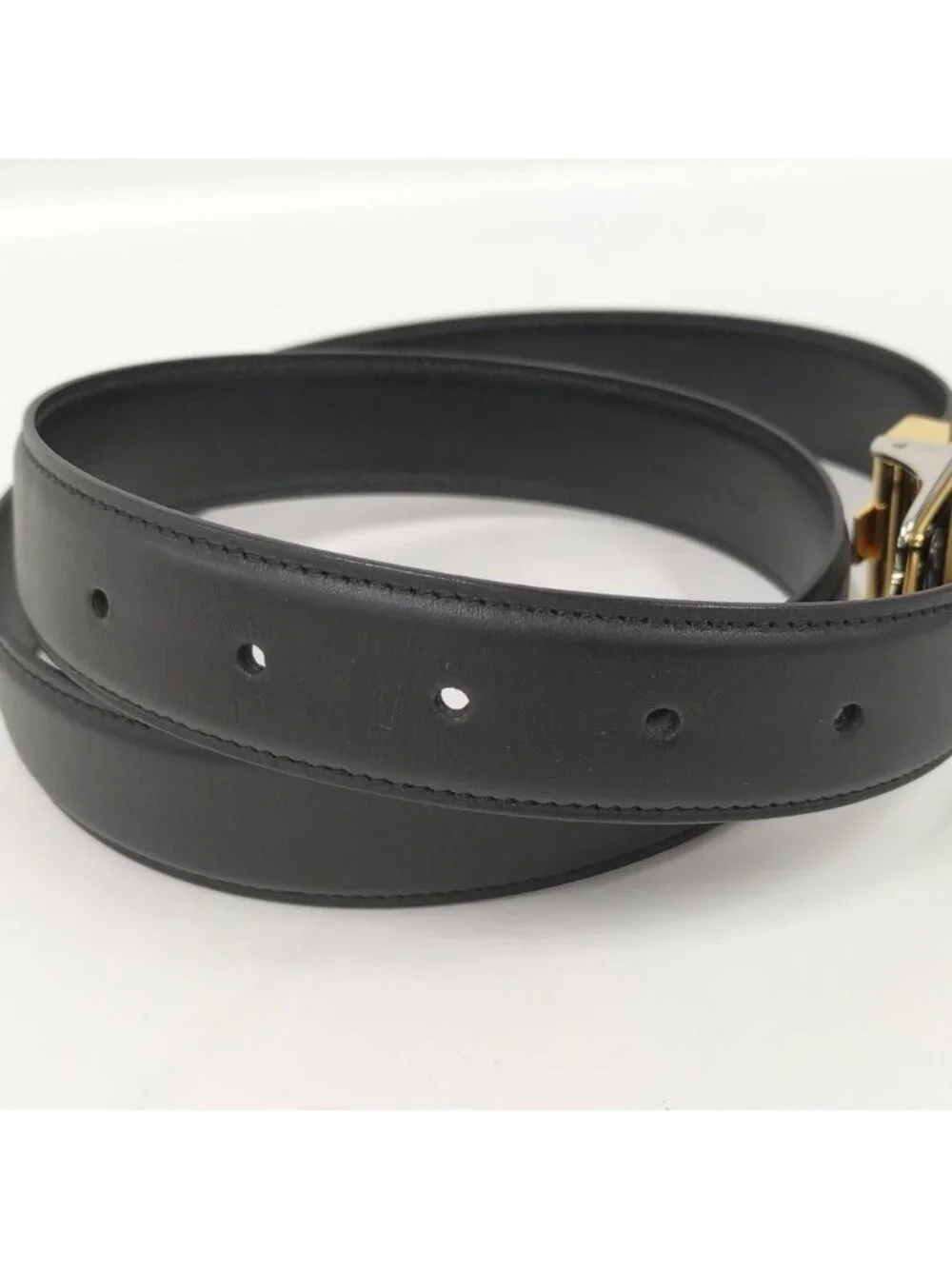 Cartier Belt Santos Leather Black Gold Silver